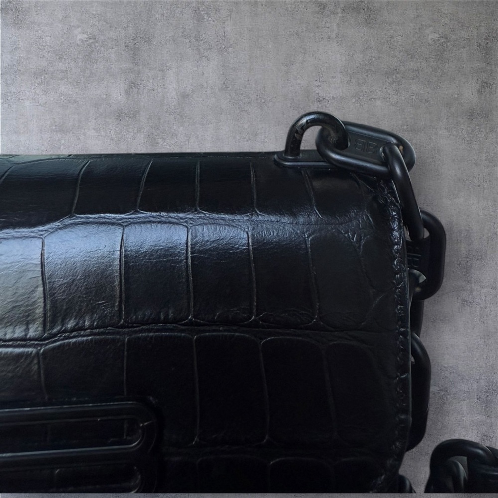 Balenciaga Supple Calfskin‎ Monochrome Crocodile Embossed Gossip Chain Bag XS - Picture 5 of 9